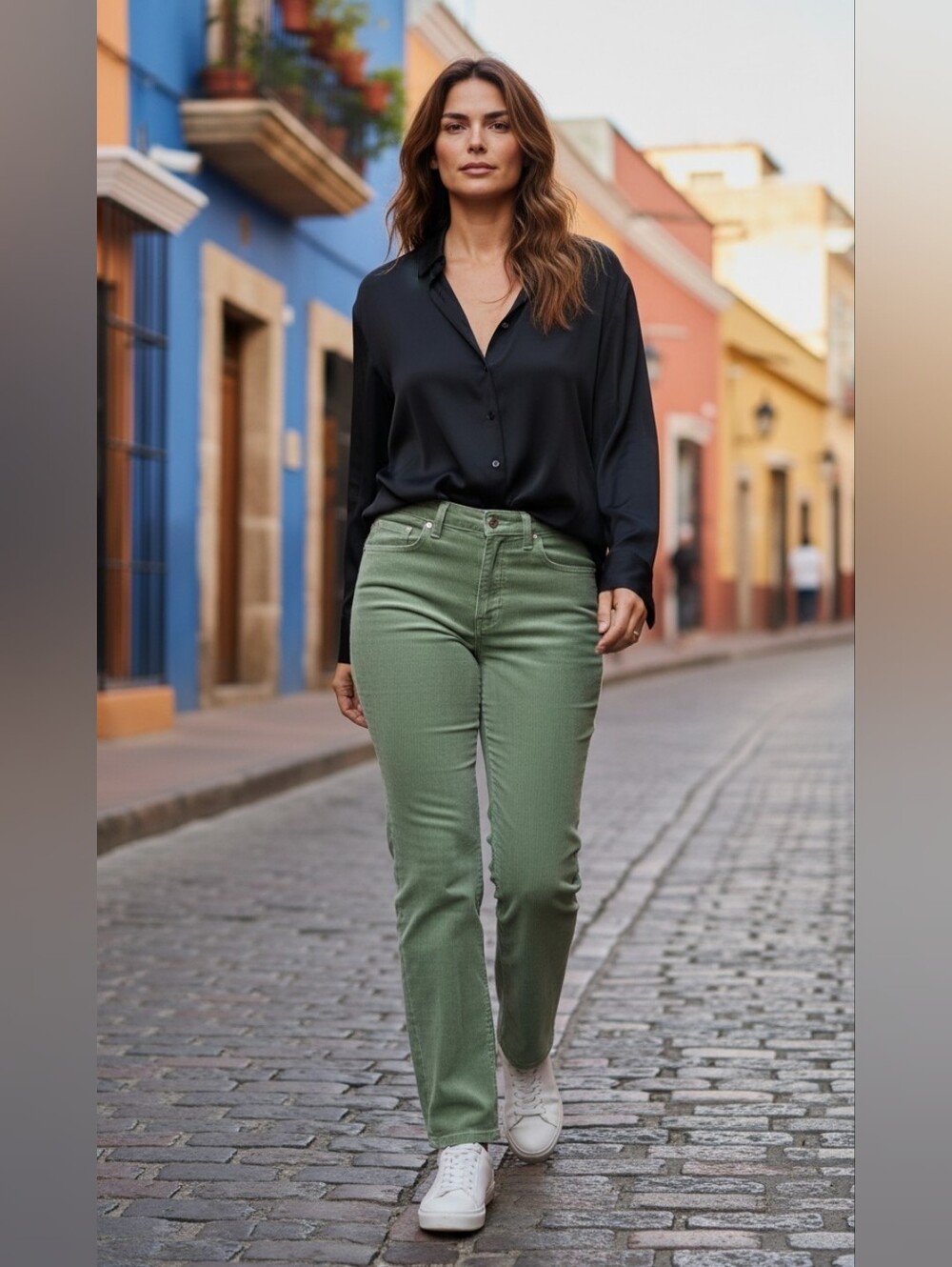 Vintage Versus by Gianni Versace Green Corduroy Pants - Medusa Hardware